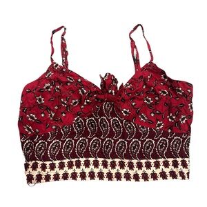 BOG Collection Women’s Red Floral Paisley Crop Top Size Medium